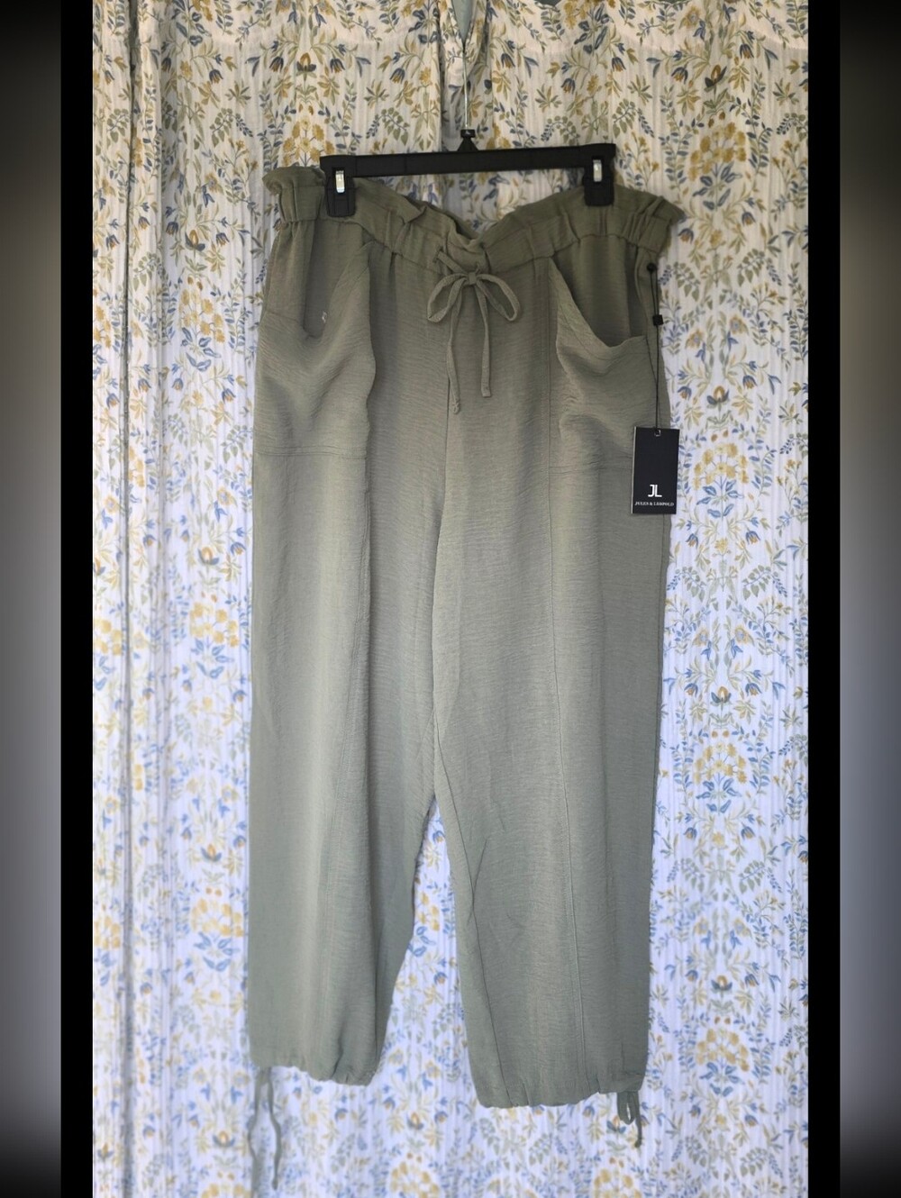 Jules & Leopold NWT Sage Green Paperbag Waist Drawstring Utility Jogger Pants XL